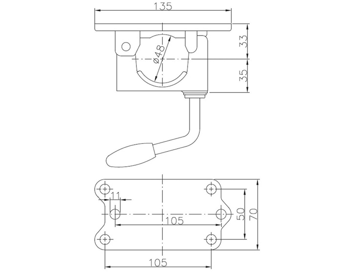 Σφιγκτήρας για τροχό jockey WINTERHOFF KLE48-G από χυτοσίδηρο 48mm