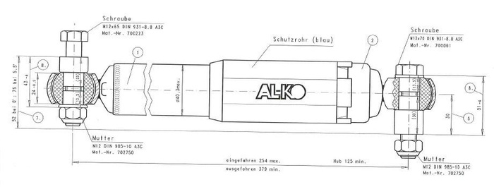 Αμορτισέρ άξονα τρέιλερ AL-KO Octagon 1350 -2700 kg μπλε