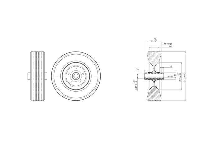 Τροχός AL-KO για στήριξη - μασίφ λάστιχο με ατσάλι SB 225x70