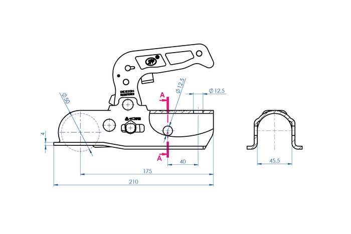 Ρυμουλκούμενο STEELPRESS BC-1700A με σφαιρική ράβδο έλξης για ρυμουλκούμενο 1700kg με σωληνωτή ράβδο έλξης 45mm