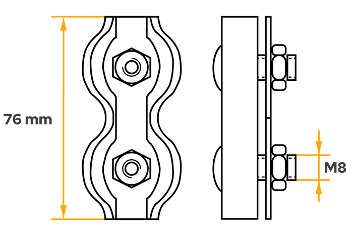 Σφιγκτήρας διπλού σχοινιού σέλας DROMET ZLS.8 για σχοινιά 8 mm