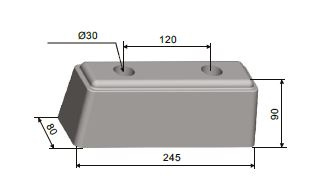 Λαστιχένιος προφυλακτήρας / ορθογώνιος προφυλακτήρας 24,5x8x9 cm