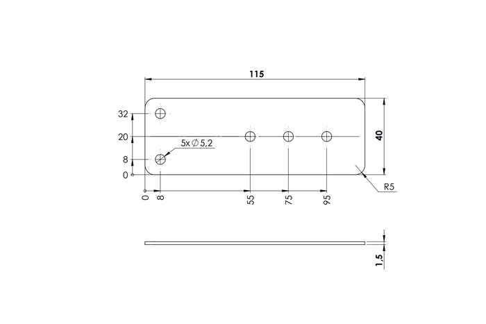 Πέλμα για πλευρικό κοτσαδόρο ZB-13A UNITRAILER 40x115mm