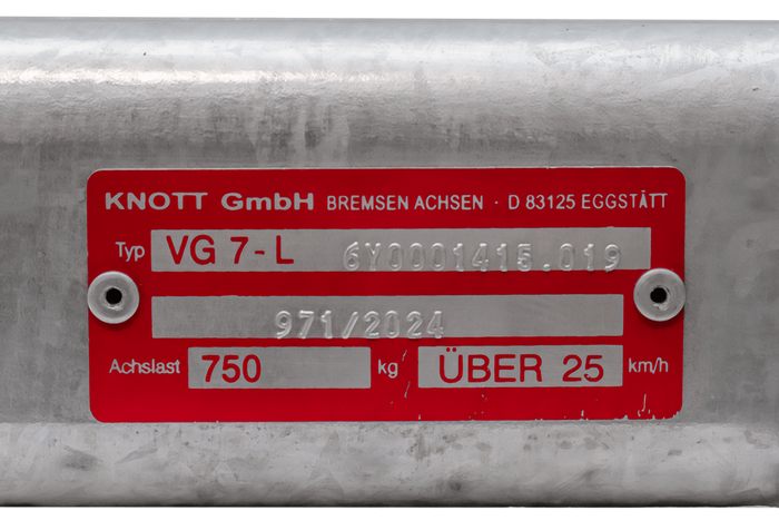 KNOTT VG7-L άξονας χωρίς φρένο για ρυμουλκούμενο 750kg 1260mm 1565mm 4x100