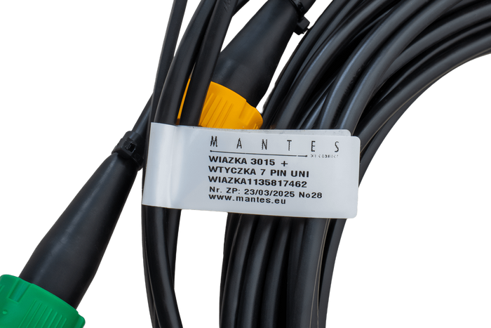 Ηλεκτρική εγκατάσταση MANTES, πλεξούδα τρέιλερ 5m, 7 PIN βύσμα, 2x 5 PIN ξιφολόγχες