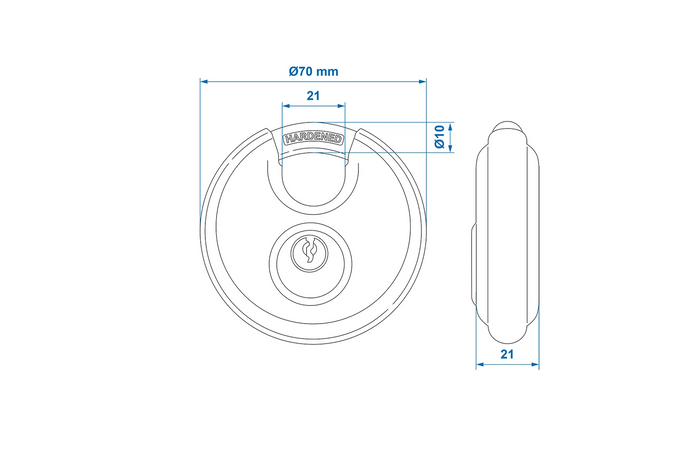Σετ δύο στρογγυλών λουκέτων ProPlus 341319S, κλειδαριές δίσκου, 70mm