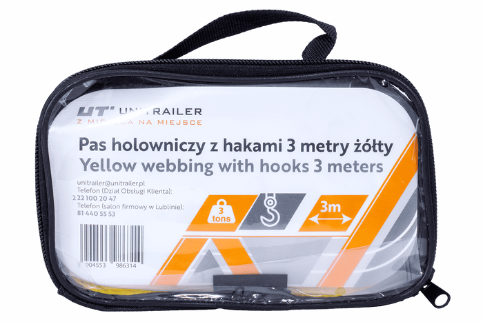 Σχοινί ρυμούλκησης με γάντζους Ιμάντας ρυμούλκησης UNITRAILER 3m/50mm/3t κίτρινο