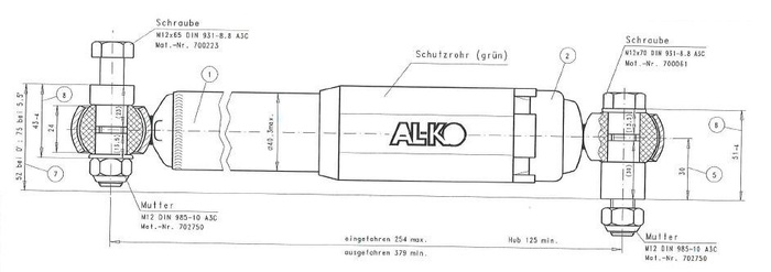 Αμορτισέρ άξονα τρέιλερ AL-KO Octagon 900 -1600 kg πράσινο