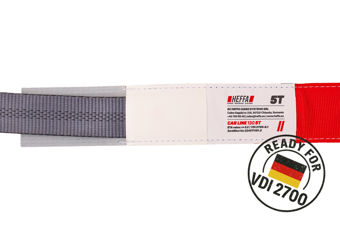 Ιμάντας μεταφοράς ρυμούλκησης HEFFA CARLINE 130, ιμάντας ασφάλισης τροχού 2,8m/50mm/5t VDI 2700