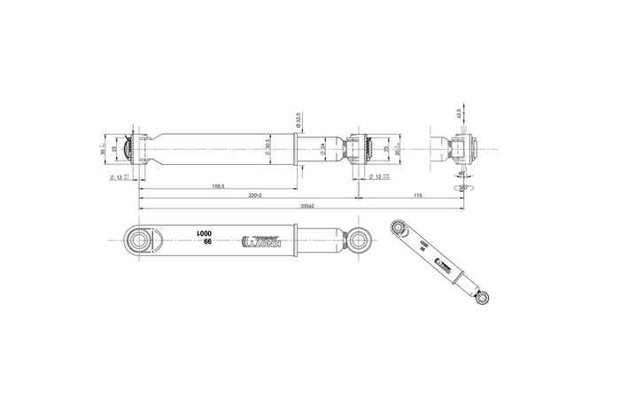 Σετ δύο αμορτισέρ KNOTT 990001 για άξονες ρυμουλκούμενου 750-1800kg για μονούς και διπλούς άξονες
