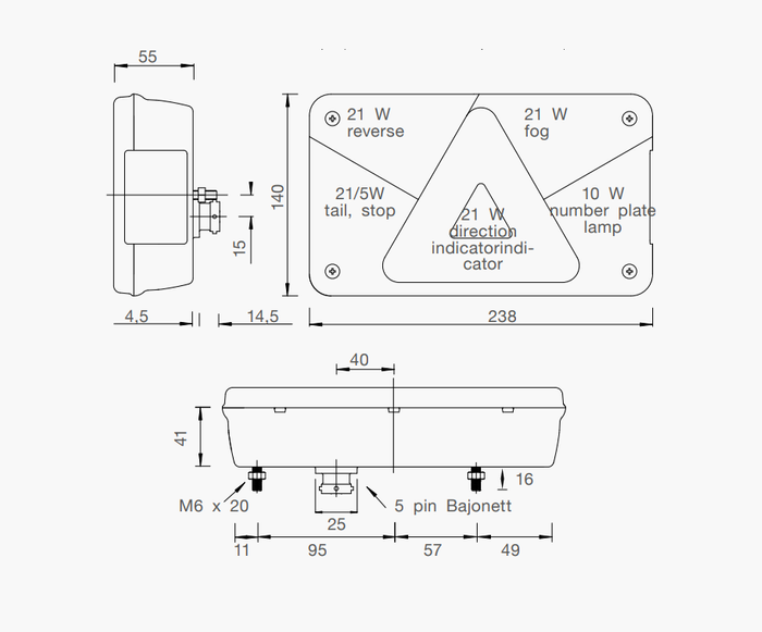 Το πίσω φως ASPÖCK MULTIPOINT V 5 λειτουργεί δεξιά
