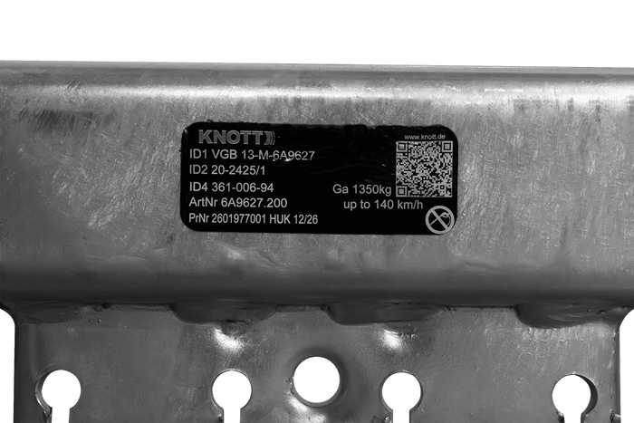 Άξονας φρένων KNOTT VGB13M για ρυμουλκούμενο/φορτηγό αυτοκινήτου 1350kg 1900mm 2350mm 5x112