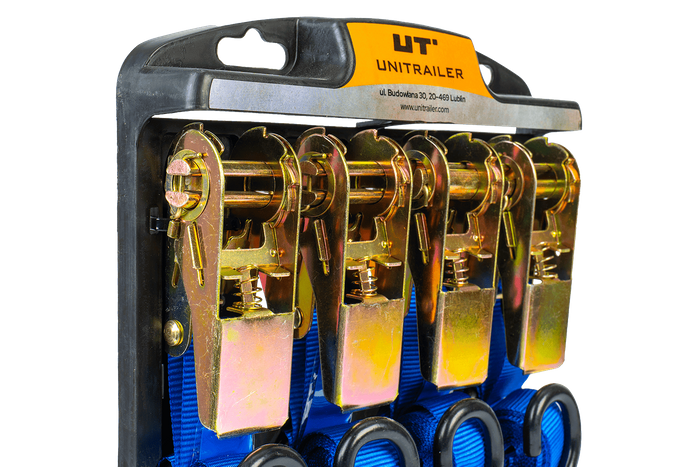 Σετ τεσσάρων ιμάντων μεταφοράς με εντατήρα UNITRAILER 4m/25mm/0,68t μπλε