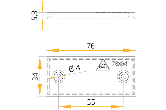 Κόκκινος ανακλαστήρας 76x34 mm με τρύπες