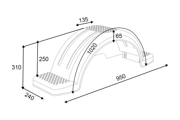Φτερό για ρυμουλκούμενο σκάφους 13-14" DOMAR D20422 τόξο τροχού 950/240mm