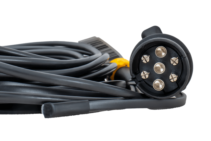 Ηλεκτρική εγκατάσταση MANTES, πλεξούδα τρέιλερ 5m, 7 PIN βύσμα, 2x 5 PIN ξιφολόγχες