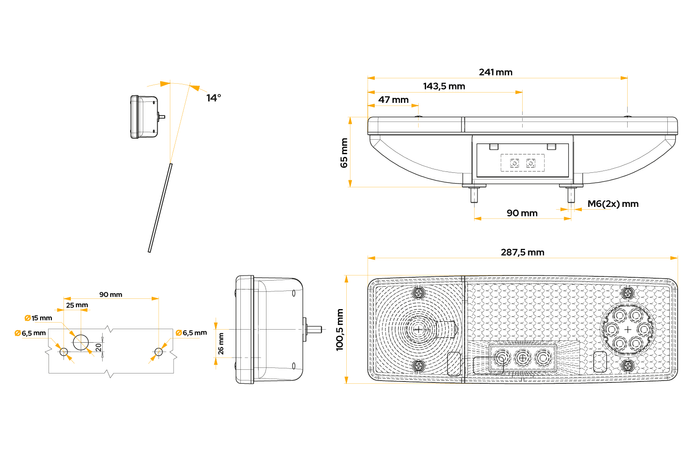 Πίσω φανός WAŚ WE549L Απομένουν 4 λειτουργίες