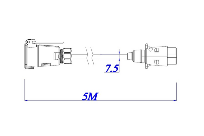 Ηλεκτρικό καλώδιο KAMAR E1223 5m 12V βύσμα/πρίζα 7 ακίδων