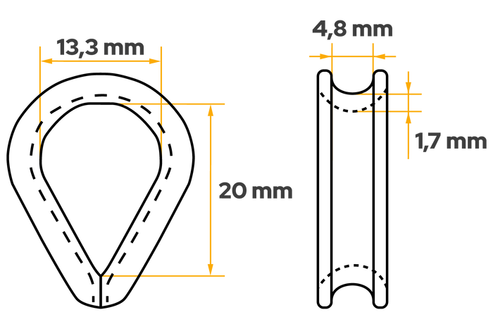 Δακτύλιος σχοινιού DROMET KU.4, ατσάλινος κύλινδρος, 4mm