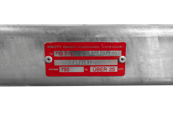 Άξονας χωρίς φρένα KNOTT VG7-L για ρυμουλκούμενο 750kg 1360mm 1676mm 4x130
