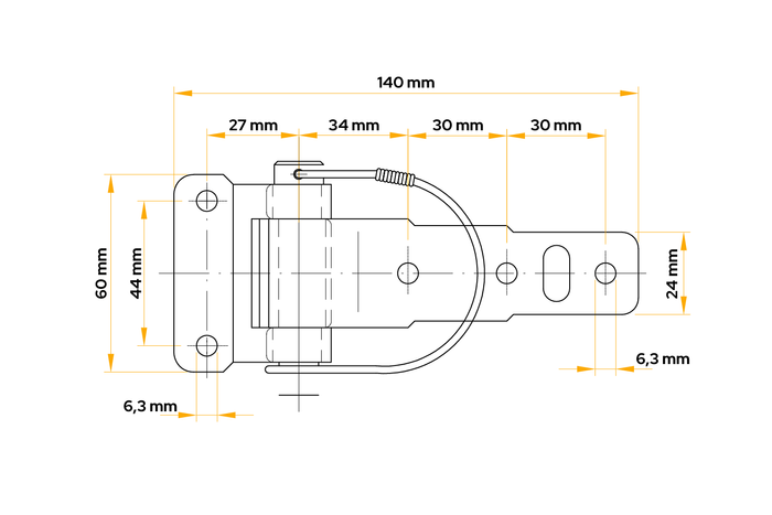 Αποσπώμενος πλαϊνός μεντεσέ WINTERHOFF BSCH 30-2 πλαϊνή τοποθέτηση τρέιλερ