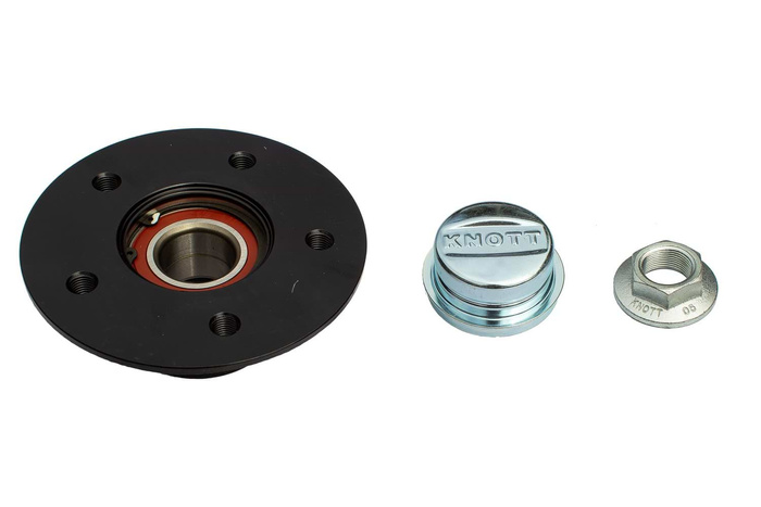 Πλήμνη με ρουλεμάν για άξονα χωρίς φρένο KNOTT 5x112, σετ παξιμαδιών καλύμματος