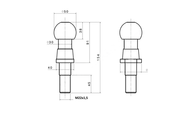 Μπίλια κοτσαδόρου XIMPLIO ψηλότερη 50mm 3500kg