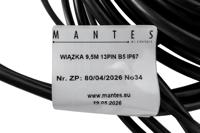 Ηλεκτρική εγκατάσταση MANTES, καλωδίωση ρυμούλκας σκάφους, 9,5 m, βύσμα 13 ακροδεκτών, ξιφολόγχες 2x5 ακροδεκτών
