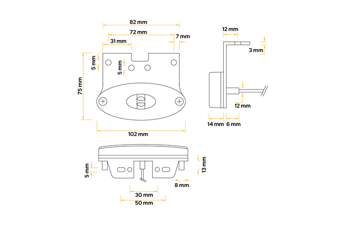 Λαμπτήρας LED ASPÖCK FLATPOINT II, πορτοκαλί, γενικής χρήσης, με βραχίονα