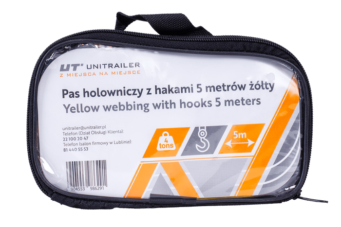 Σχοινί ρυμούλκησης με γάντζους Ιμάντας ρυμούλκησης UNITRAILER 5m/50mm/4t κίτρινο