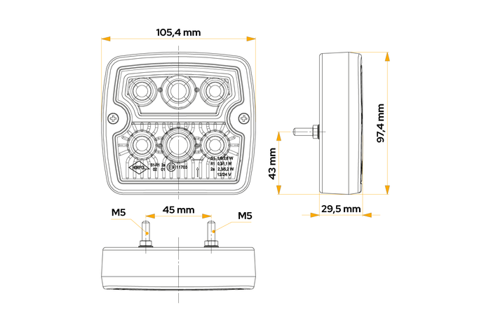 Πίσω φως HORPOL LZD 967 LED 3 λειτουργιών γενικής χρήσης