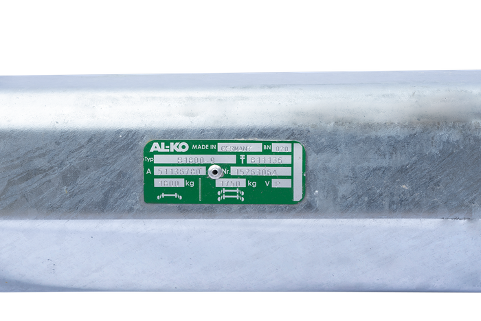 AL-KO EURO άξονας φρένων για ρυμουλκούμενο / ρυμουλκούμενο 1800kg 1450mm 1950mm 5x112