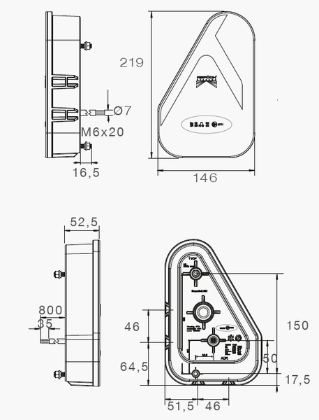 ASPÖCK EARPOINT LED πίσω φώτα μπαγιονέτα 8 PIN 6 λειτουργίες αριστερά + δεξιά