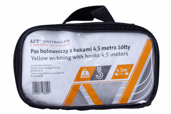 Σχοινί ρυμούλκησης με γάντζους Ιμάντας ρυμούλκησης UNITRAILER 4,5m/50mm/5t κίτρινο