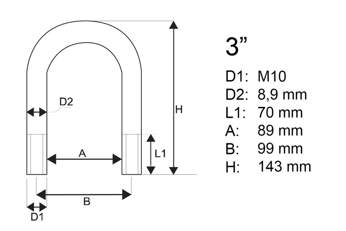 M10 στρογγυλός σφιγκτήρας με παξιμάδια και ροδέλες 89/143