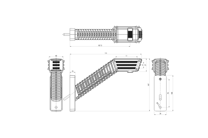 WAŚ 2552P W297.5.1 Φακός LED SPOT δεξιά σε μακρύ βραχίονα
