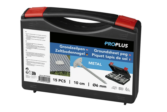 Σετ μανταλάκια σκηνής ProPlus 361736V02 μεταλλικά μανταλάκια σε κουτί 15 τεμαχίων.