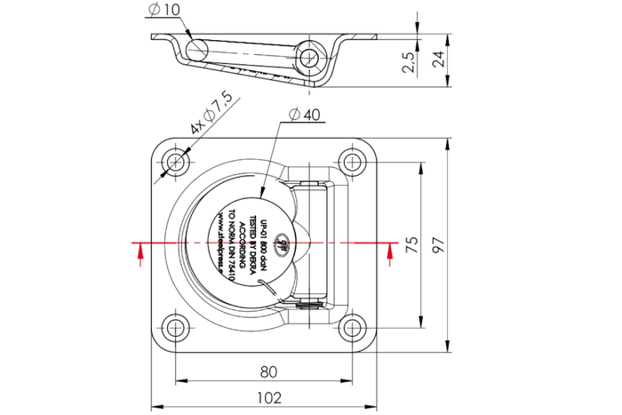STEELPRESS UP-01 χωνευτή βάση δαπέδου, κοτσαδόρος τοποθέτησης φορτίου τρέιλερ