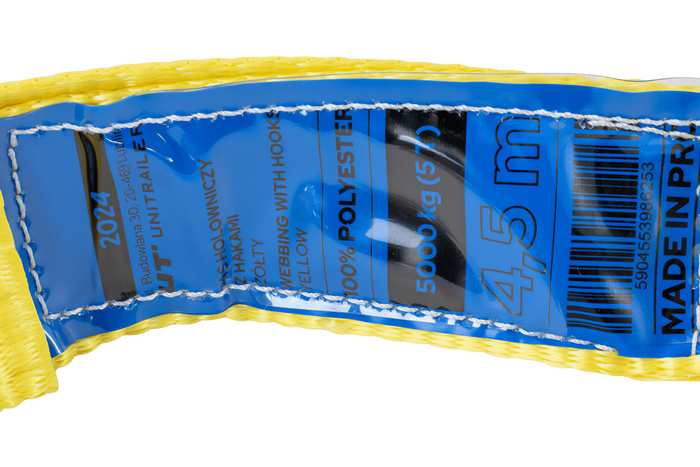 Σχοινί ρυμούλκησης με γάντζους Ιμάντας ρυμούλκησης UNITRAILER 4,5m/50mm/5t κίτρινο