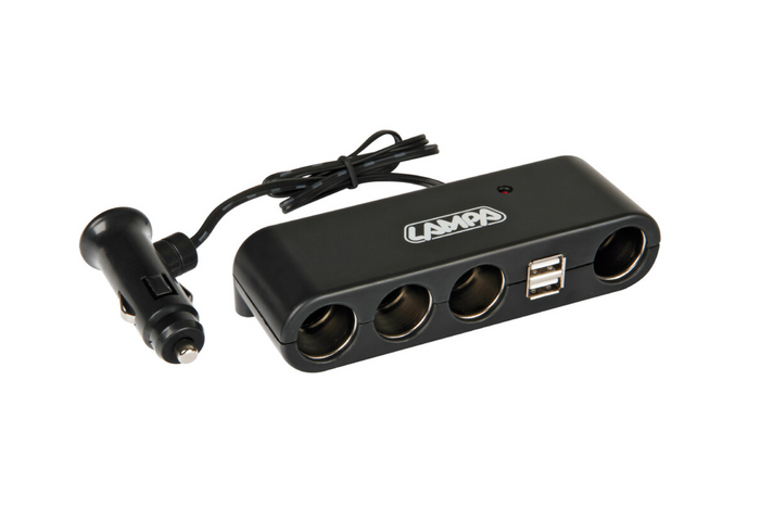 Διαχωριστής υποδοχής αναπτήρα LAMP Πολλαπλή πρίζα 4x 12/24V + 2x USB