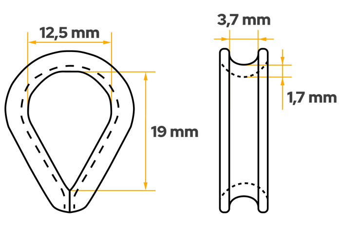 Δακτύλιος σχοινιού DROMET KU.3, ατσάλινος κύλινδρος, 3mm
