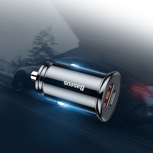 Φορτιστής αυτοκινήτου BASEUS Κυκλικός Πλαστικός USB-A, USB-C 30W