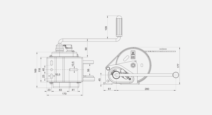 Βαρούλκο, βαρούλκο χειρός για ρυμουλκούμενο AL-KO 900 κιλών με ζώνη 7 μέτρων, φρένο και αυτόματο ξετύλιγμα