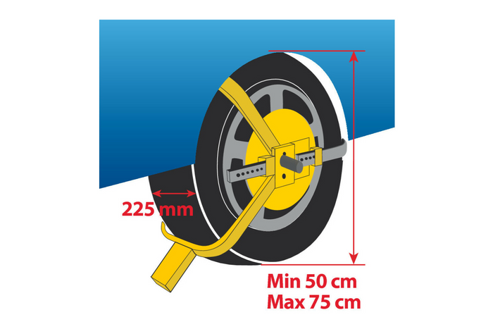 Σφιγκτήρας τροχού LAMPA, κλειδαριά τροχού γενικής χρήσης για ζάντες 13–18"