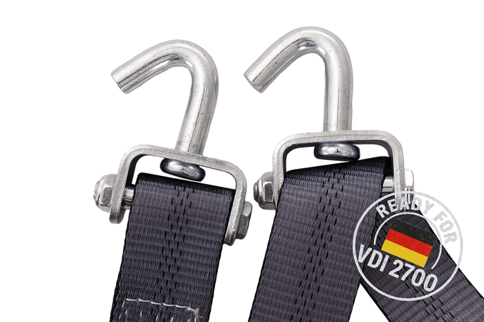 Σετ τεσσάρων ιμάντων μεταφοράς ρυμουλκούμενου HEFFA CARLINE 130, ιμάντες ασφάλισης τροχών 5m/50mm/5t VDI 2700