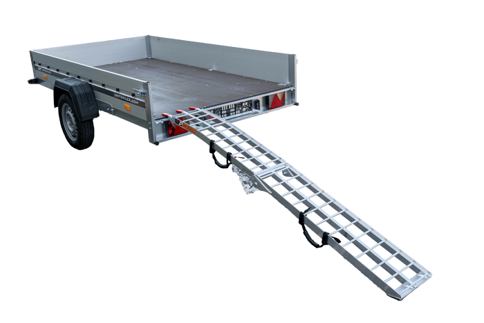 UNITRAILER ALR002 πτυσσόμενη ράμπα αλουμινίου για ρυμουλκούμενο 221cm 340kg με ιμάντα