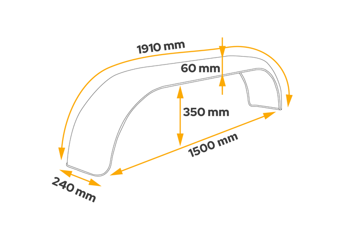 Διπλό φτερό για ρυμουλκούμενο 13-14" DOMAR D29300, επίπεδος θόλος τροχού 1500/240mm