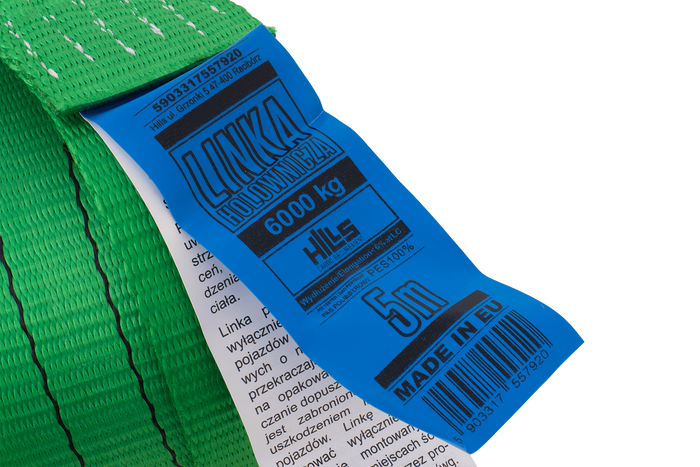 Σχοινί ρυμούλκησης με γάντζους Ιμάντας ρυμούλκησης HILLS 5m/60mm/6t πράσινος