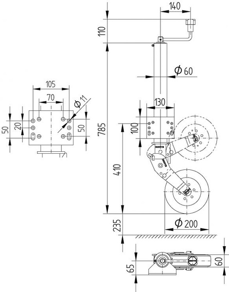 Αυτόματο τιμόνι jockey KNOTT ATK60 με λαβή 250kg 60mm 785-1020mm