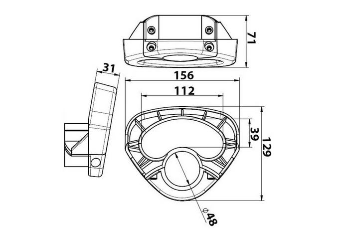 Λαβή ελιγμών KNOTT 414004.001 για τροχό στήριξης 48 mm